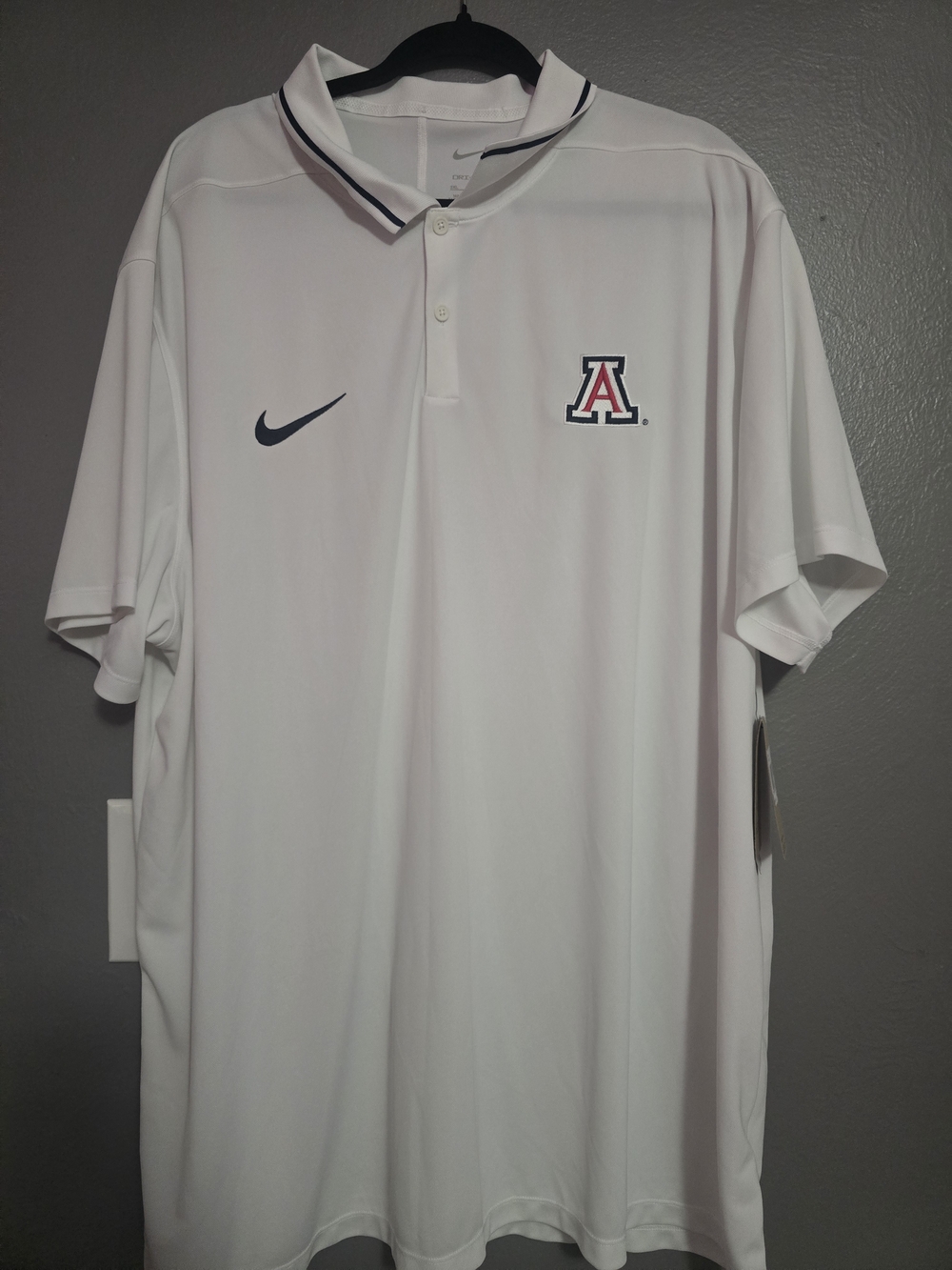 Nike White Polo with Navy and Red Arizona A Logo